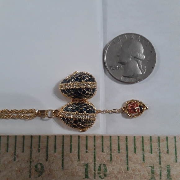 NWOT Keren Kopal Blue Open Egg Pendant with Beetle - Picture 6 of 8